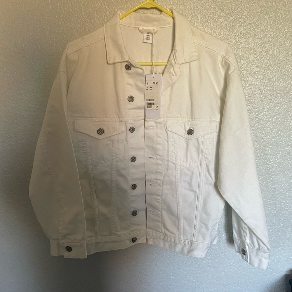 H&M white denim jacket